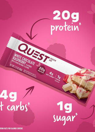 Quest Nutrition White Chocolate Raspberry Protein Bars, 12 Count