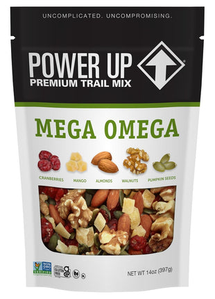 Power Up Trail Mix, Mega Omega Trail Mix, Non-GMO, Vegan, Gluten Free, No Artificial Ingredients, Gourmet Nut, 14 Ounce Bag