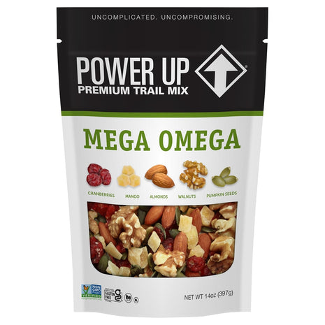 Power Up Trail Mix, Mega Omega Trail Mix, Non-GMO, Vegan, Gluten Free, No Artificial Ingredients, Gourmet Nut, 14 Ounce Bag