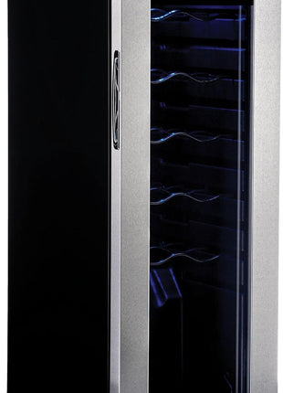 NewAir 12 Bottle Wine Cooler Refrigerator | Freestanding Wine Fridge | Stainless Steel, Double-Layer Tempered Glass Door, Quiet Compressor | 41F-64F Digital Temperature Control For Reds & Whites Wine