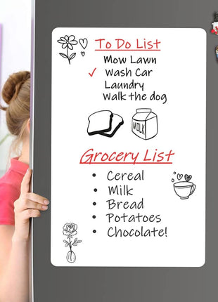 ANLIOTE Magnetic Dry Erase Board Fridge White Board Sheet 20x13 inch, Flexible Large Refrigerator Magnets Whiteboard Planner for Home Kitchen, 2 Markers and Eraser