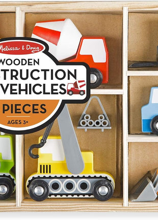 Melissa and Doug MD3180 Wooden Construction Site Vehicles Set (8 Pieces)
