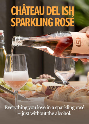 Chateau del ISH Sparkling Non Alcoholic Rose, Award Winning Non-Alcoholic Spirits, Gluten Free, Low Calorie, Zero Proof, Alcohol Free Wine with Dealcoholized Pinot Noir & Merlot Grapes, 750 ml Bottle