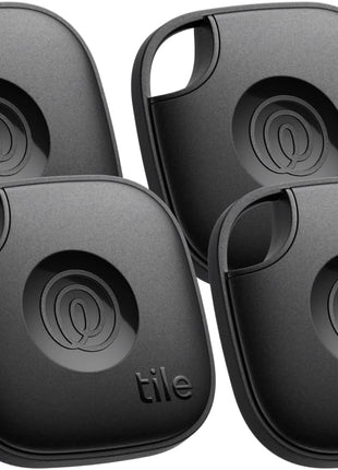Life360 Tile - Bluetooth Tracker, Keys Finder and Item Locator for Keys, Bags and More. Phone Finder. Both iOS and Android Compatible. 4-Pack (Black)