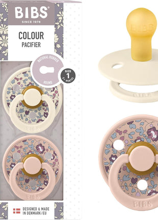 BIBS Pacifiers Colour Collection | Natural Rubber Baby Pacifier | Set of 2 BPA-Free Soothers | Made in Denmark | 0+ Months (Pack of 2) | Dusty Blue/Steel Blue