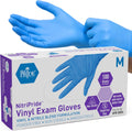 MED PRIDE Disposable Multipurpose Hand Protection Nitrile Vinyl Blend Exam Gloves, Medium 100   Powder, Latex & Rubber Free   Single Use Non Sterile Protective Gloves