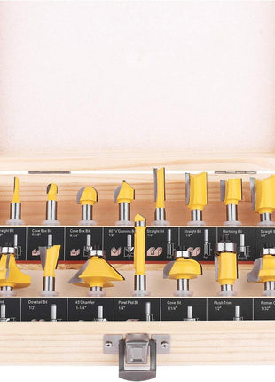 KOWOOD Router Bits Set of 15 Pieces 1/4 Inch Woodwork Tools for Beginners