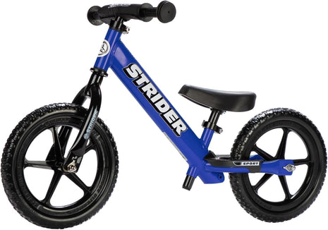 Strider 12 Sport, No Pedal Balance Bike for Kids Ages 1–4 Years, Blue | No-Pedal Balance Bike for Toddlers, Safety Pad, Adjustable Seat and Handlebars, Lightweight Frame, Never-Flat Tires