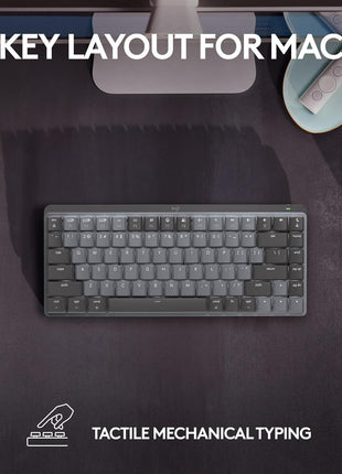 Logitech MX Mechanical Mini for Mac Wireless Illuminated Keyboard, Low-Profile Performance Switches, Tactile Quiet Keys, Backlit, Bluetooth, USB-C, Apple, iPad - Space Grey