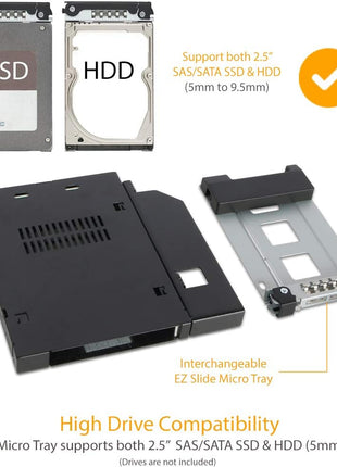 ICY DOCK 2.5" SATA/SAS HDD/SSD Rugged Full Metal Mobile Rack for Slim ODD or Slim FDD Bay | ToughArmor MB411SPO-B