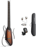 Donner HUSH I Guitar For Travel   Portable Ultra Light and Quiet Performance Headless Acoustic Electric Guitar, Mahogany Body with Removable Frames, Gig Bag, and Accessories Natural