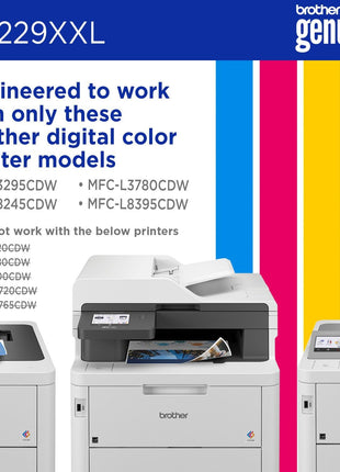Brother Genuine TN229XXLY Yellow Super High Yield Printer Toner Cartridge - Print up to 4,000 Pages (1), Compatible with HL-L3295CDW, HL-L8245CDW, MFC-L3780CDW, and MFC-L8395CDW Printers