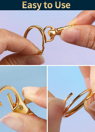 LEOBRO 60 PCS Swivel Snap Hooks and Key Rings, Keychain Clips and Key Chain Rings, Lobster Claw Clasps for Key Chains, Jewelry, Crafts, Gold