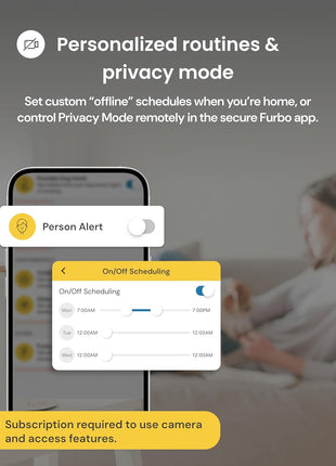 Furbo [New Mini 360° Camera + Mini Cam [New Subscription Required at Setup] (2-Camera Bundle Nanny Subscription): Pet Safety Alerts, Dog & Cat Cameras with Speaker, Phone App & Night Vision
