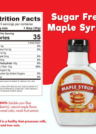 ChocZero Maple Syrup, Sugar Free, Low Carb, Sugar Alcohol Free, Gluten Free, No Preservatives, Non-GMO Dessert and Breakfast Topping Syrup, 10.5oz (Pack of 1)