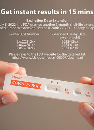 iHealth COVID-19 Antigen Rapid Test, 1 Pack, 2 Tests Total, FDA EUA Authorized OTC at-Home Self Test, Results in 15 Minutes with Non-invasive Nasal Swab, Easy to Use & No Discomfort