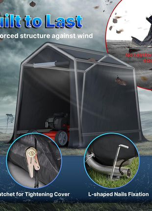 7x12 ft 2 Roll up Doors & Vents Outdoor Portable Storage Shelter Garage Tent Carport for Motorcycle ATV with Heavy Duty Metal Frame and Anti-UV Snow Resistant Waterproof Cover, Gray