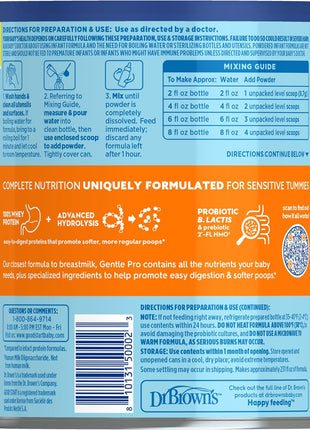 Good Start | Dr. Brown's Gentle Pro, Baby Formula Powder for Sensitive Tummies, Easy Digestion & Softer Poops, Formula with Probiotics, DHA, Allergen Lactose, Milk, Soy,Tree Nuts,Non-GMO,32 OZ, 1 Pack