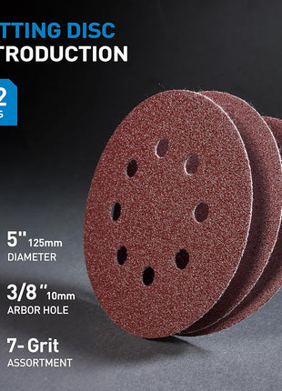 S SATC 72 PCS 5 Inch 8 Hole Hook and Loop Adhesive Sanding Discs Sandpaper for Random Orbital Sander 40 60 80 120 180 240 320 Grits