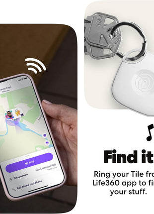 Life360 Tile - Bluetooth Tracker, Keys Finder and Item Locator for Keys, Bags and More. Phone Finder. Both iOS and Android Compatible. 1-Pack (White)