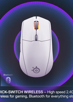 SteelSeries Rival 3 Wireless Gen 2 Gaming Mouse 鈥?2.4GHz and Bluetooth 鈥?18000 DPI TrueMove Air Optical Sensor 鈥?60 Million Click Durability 鈥?Light-Weight 鈥?100% PTFE Feet 鈥?White