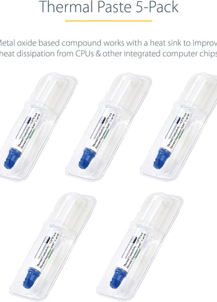 StarTech.com Thermal Paste, Metal Oxide Compound, Pack of 5 Re-sealable Syringes (1.5g / Each), CPU/GPU Thermal Grease Paste (SILV5-THERMAL-PASTE)