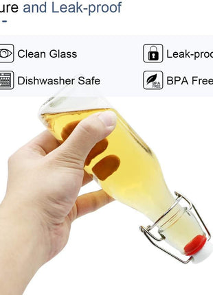 ZEBEIYU Swing Top Glass Bottles 8 oz with Airtight Lids for Home Brewing | 9 Pack Flip top glass bottle for Kombucha, Kefir,Vanilla Extract,Beer,Oil,Vinegar,Homemade Juices,Water,Soda,2nd Fermentation