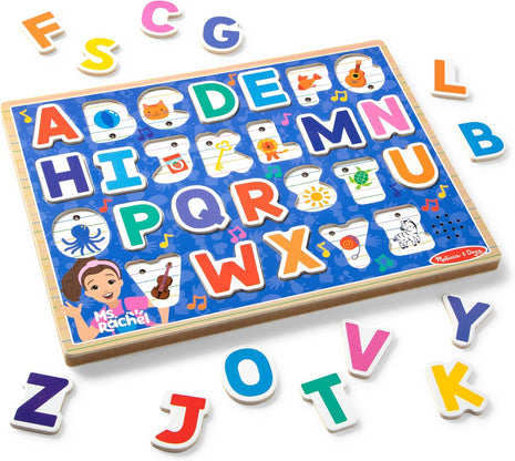 Melissa & Doug® Ms. RachelTM Wooden Phonics Alphabet Sound Puzzle with Light-Activated Sound Effects, 26-Piece Toddler Toys for Boys and Girls Ages 2+ Years - FSC Certified