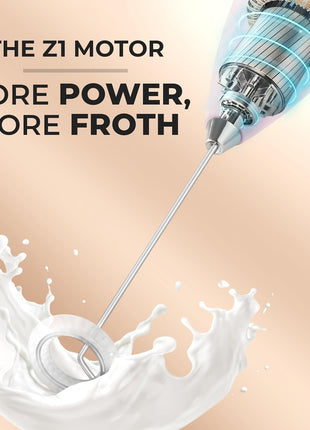 Zulay Kitchen Powerful Milk Frother Wand With Duracell Batteries - Ultra Fast Handheld Drink Mixer - Electric Whisk Foam Maker for Coffee, Lattes, Cappuccino & Matcha - Z1 Motor - Cotton Candy