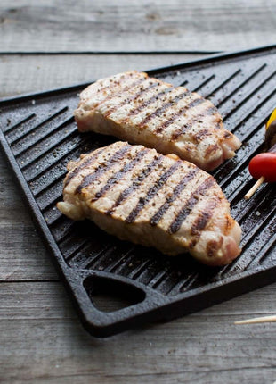 Lodge Reversible Cast Iron Grill/Griddle Pan 16.75 x 9.5 - Pre-Seasoned Dual-Sided Double Burner for BBQ, Eggs, Pancakes, Burgers - PFAS Free Cookware - Flat Top Plate for Oven, Grill, & Campfire