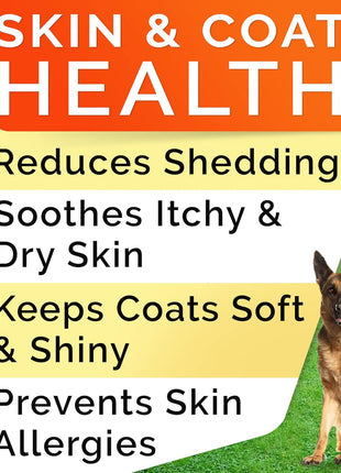 Omega 3 + Glucosamine Dogs Bundle - Allergy & Itch Relief Skin&Coat Supplement - Omega 3 & Pumpkin + Chondroitin, MSM - Dry Itchy Skin, Hot Spots Treatment + Hip & Joint Care - 300 Chews - Made in USA