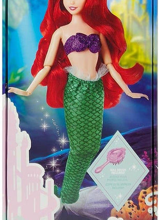 Disney Store Official Princess Classic Doll (Ariel from The Little Mermaid), 11 Inches, Includes Brush with Molded Details, Fully Posable Toy in Classic Outfit - Disney Princess Toys