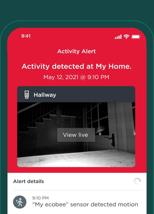 ecobee SmartCamera Indoor WiFi Security Camera, 1080p HD | Auto pan and zoom, Smoke alarm detection, 30-day video history, Two-way talk, On-device encryption, Alexa built-in