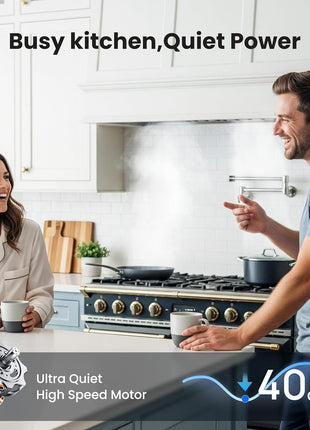 VIKIO HOME 36 Inch Range Hood Insert, 980 CFM Built-in Kitchen Vent Hood, Ducted/Ductless Convertible, Stainless Steel, Gesture & Touch Control with LED, Dishwasher-Safe Removable Filters