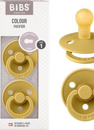 BIBS Pacifiers Colour Collection | Natural Rubber Baby Pacifier | Set of 2 BPA-Free Soothers | Made in Denmark | 0+ Months (Pack of 2) | Dusty Blue/Steel Blue