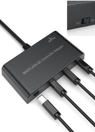 MAYFLASH Gamecube Controller Adapter for Wii U, PC Windows and Switch/Switch 2, 4 Ports