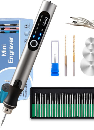 USB Rechargable Engraving Machines Pen with 35bits,Mini Electric Engraver Etching Machines Cordless Rotary Tools Engraved Jewelry Stone Metal Plastic Wood Resin Model