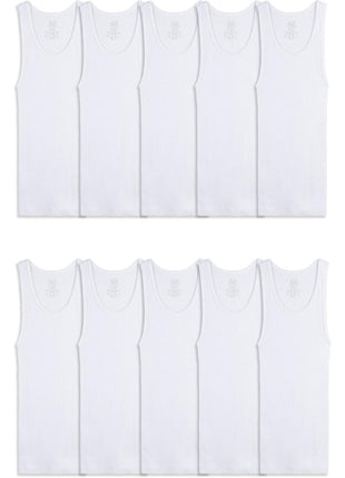 Fruit Of The Loom Boys Eversoft Cotton Undershirts, T Shirts & Tank Tops Underwear, Tank - Toddler - 10 Pack - White, 4-5T US