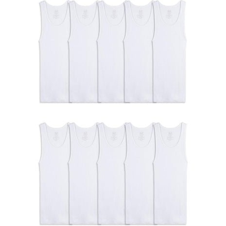 Fruit Of The Loom Boys Eversoft Cotton Undershirts, T Shirts & Tank Tops Underwear, Tank - Toddler - 10 Pack - White, 4-5T US