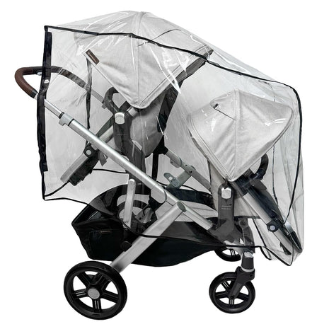 Rain and Wind Cover Made for UPPAbaby Vista V2/V3 Double Stroller System w/Rumble Seat by SASHA'S - Clear, Ventilation Holes, Maximum Coverage (Standard Coverage)