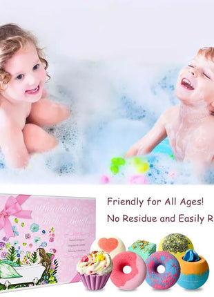 Bath Bombs, 7 Natural Bath Bomb Gift Set, Bubble Bathbombs for Women Kids
