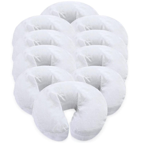 London Linens Pack of 10, Premium Extra Thick 100% Cotton Flannel Massage Tables Face Cradle Covers Cozies Fitted - Includes 10 pcs (White)