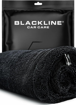 Blackline 24 inchx36 inch Twisted-Loop Car Drying Towel, 1300GSM, Streak Free, Lint Free, Reusable - Car Accessories, Microfiber Cleaning Cloth for Car, Truck, SUV - One Pass is All You Need