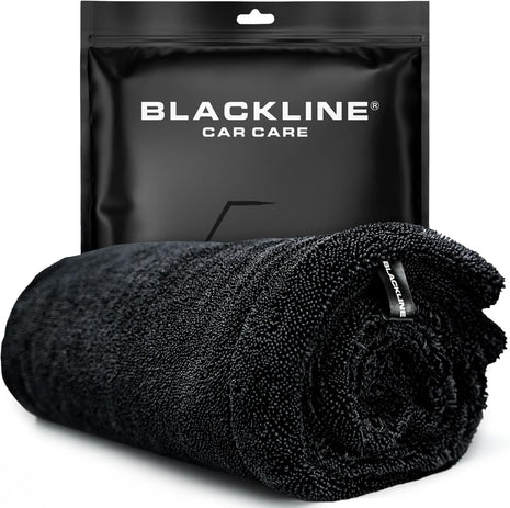 Blackline 24 inchx36 inch Twisted-Loop Car Drying Towel, 1300GSM, Streak Free, Lint Free, Reusable - Car Accessories, Microfiber Cleaning Cloth for Car, Truck, SUV - One Pass is All You Need