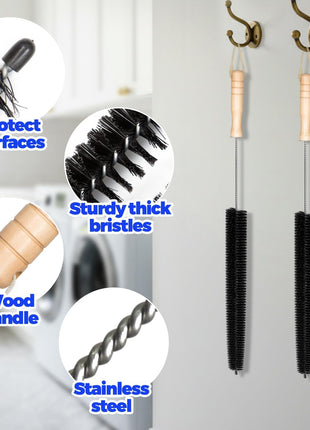 Holikme Dryer Vent Cleaner Kit, 3 Pcs Replacement Lint Brush for Vent Trap | Dryer Vent Cleaning Kit with Crevice Tool - Deep Lint Brush for Dryer Trap & Filter, Flexible Nylon Bristles