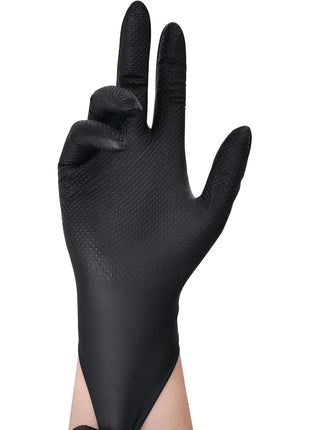 TitanFlex Heavy Duty Black Industrial Nitrile Gloves, 8-mil, Large, Box of 100, Latex Free, Raised Diamond Texture, Powder Free, Food Safe, Rubber Gloves, Mechanic Gloves