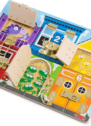 Melissa & Doug Latches Wooden Activity Board - Montessori Busy Board for Preschool Toys, Sensory Toys for Kids, Learning Resources for Ages 3+