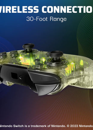 PDP Afterglow Wireless RGB Gaming Controller for Nintendo Switch 2, Lite | Nintendo Switch OLED, 2 Mappable Back Buttons, Rechargeable 40-Hr Battery, LED Lights, Motion Controls, Gamepad, Translucent