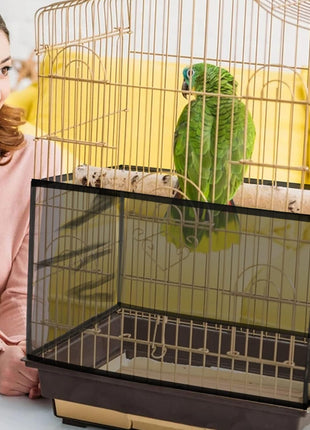 Daoeny Large Bird Cage Cover, Bird Cage Seed Catcher, Adjustable Soft Airy Nylon Mesh Net, Birdcage Cover Skirt Seed Guard for Parrot Parakeet Macaw African Round Square Cages (Black)