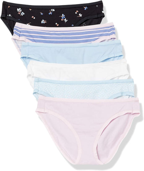 Amazon Essentials Women's Breathable Cotton Bikini Brief Underwear with Full Coverage, Multipacks